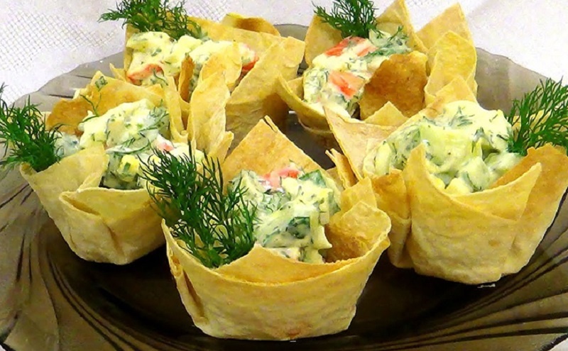 Хрустящие тарталетки из лаваша к Новому году: просто, быстро, вкусно и очень эффектно