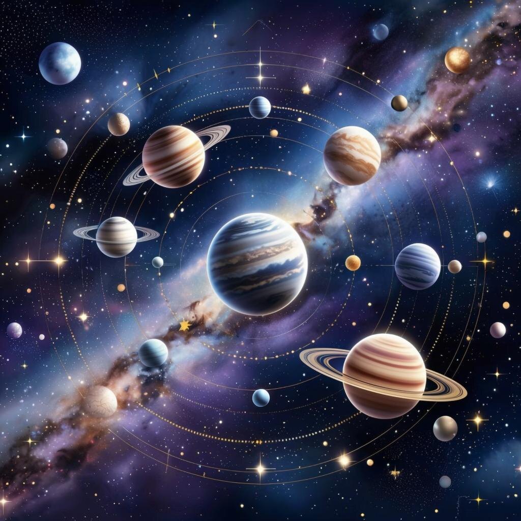 Планеты. Иллюстрация сгенерирована нейросетью