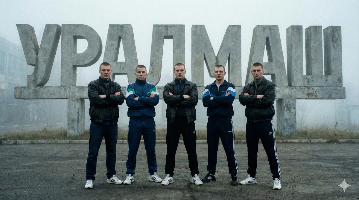 Истоки империи: именно здесь, в суровом промышленном районе вокруг завода «Уралмаш», в конце 80-х сформировался костяк будущей самой мощной ОПГ России. На фото — типичные представители группировки, «спортики» или «физкультурники», сделавшие ставку на железную дисциплину и силу.