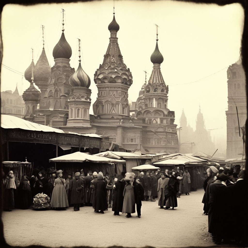 Старинное фото Московского базара 