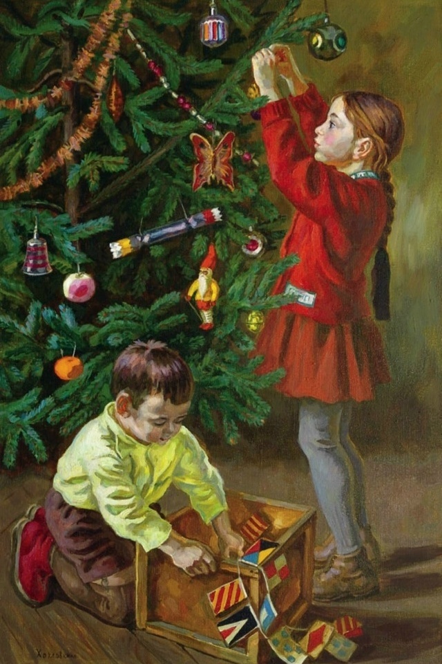 Эльза Хохловкина «Дети у ёлки», 1970 год