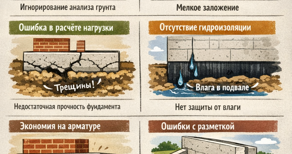 🔎 Типичные просчёты: ошибки новичков при планировании фундамента