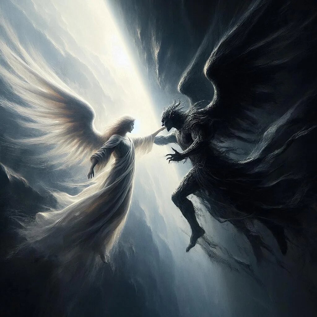Свет и Тьма. Иллюстрация сгенерирована нейросетью