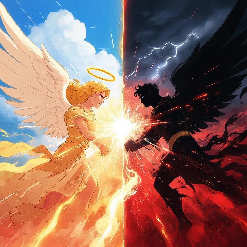 Свет и Тьма. Иллюстрация сгенерирована нейросетью