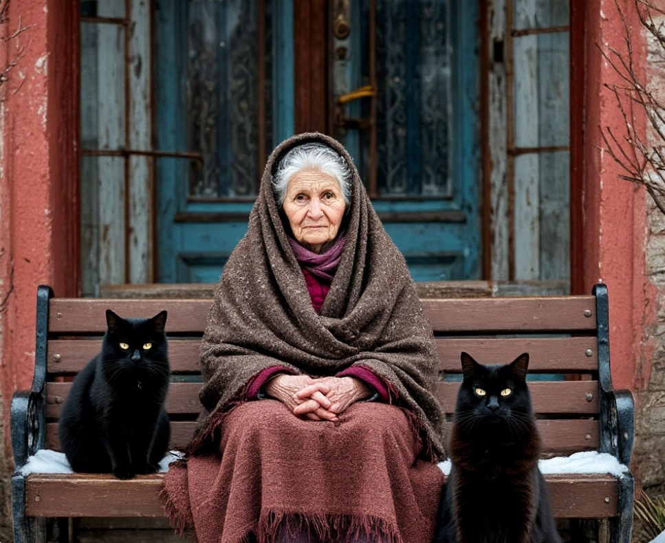 Бабушка с котами