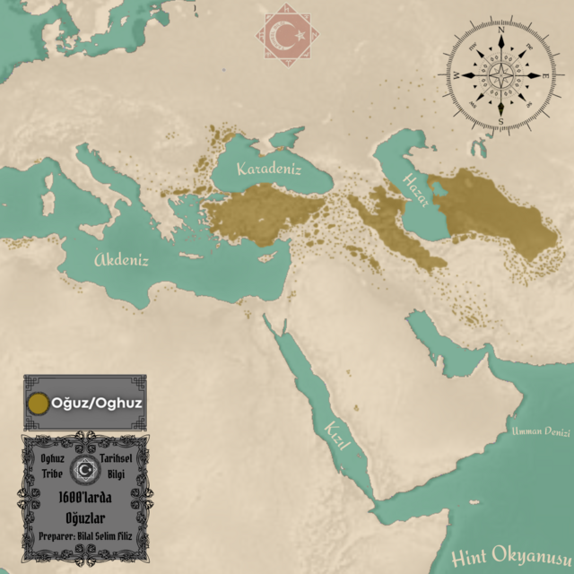 Распределение огузских турок на карте в период Золотого века Турции. Фото из свободных источников в Интернете.
