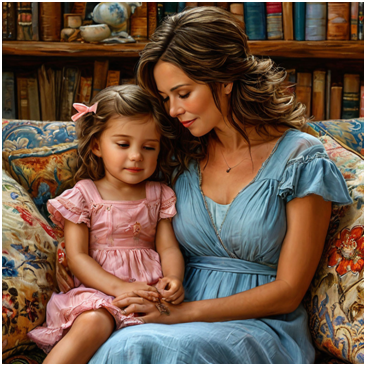 Сгенерировано ИИ- мама и дитя, любовь и открытость полная.