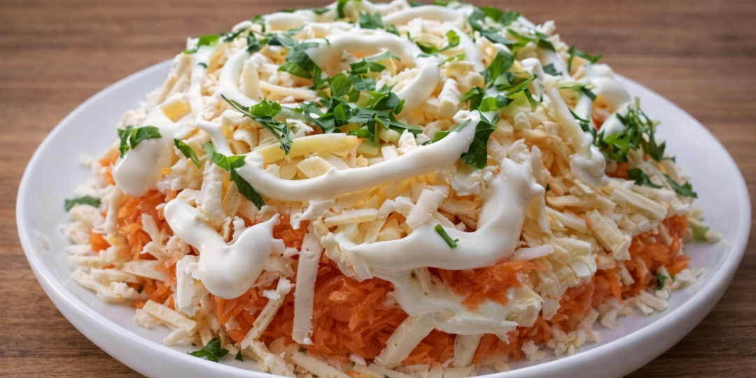 Готовлю этот салат на праздничный стол из года в год. Сочетание ингредиентов идеальное, а рецепт готовится за буквально за 10 минут