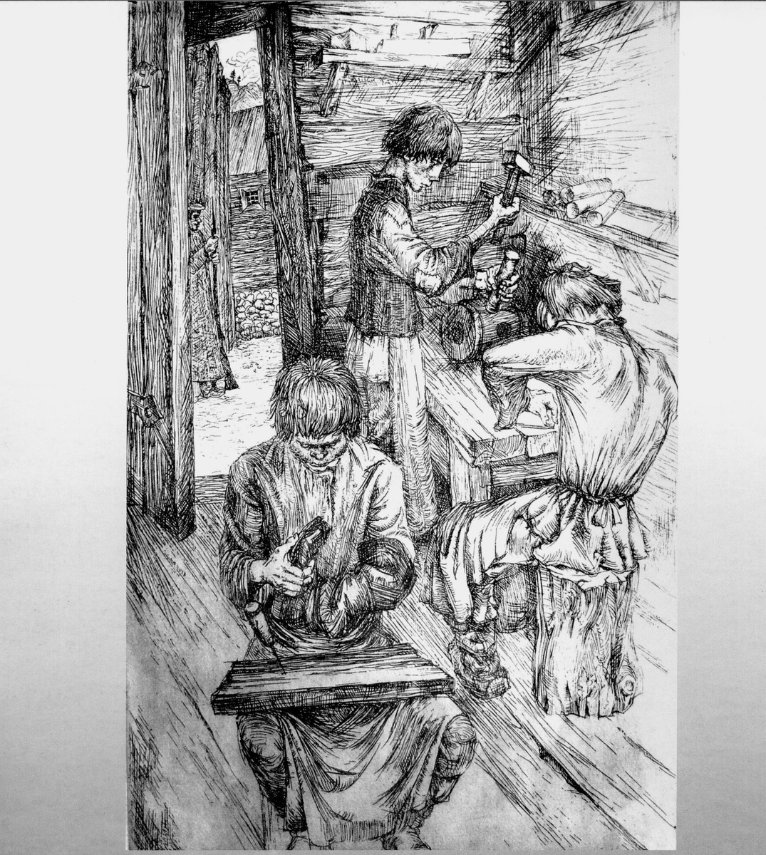 Обучение ремеслу, офорт, 1976, 22x33