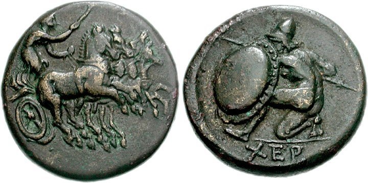 Квадрига на херсонесской монете.