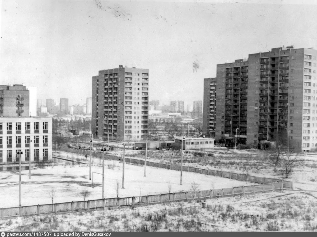 Вид на школу №682, Флотскую улицу и парк Дружбы, 1976 – 1978 г. Автор:Охичев Владимир Всеволодович.