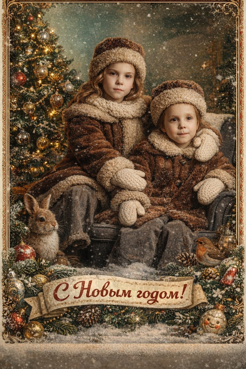 Это мои внучки Алёна и Алиса. Фото сделано в стиле 50-60хх годов прошлого века