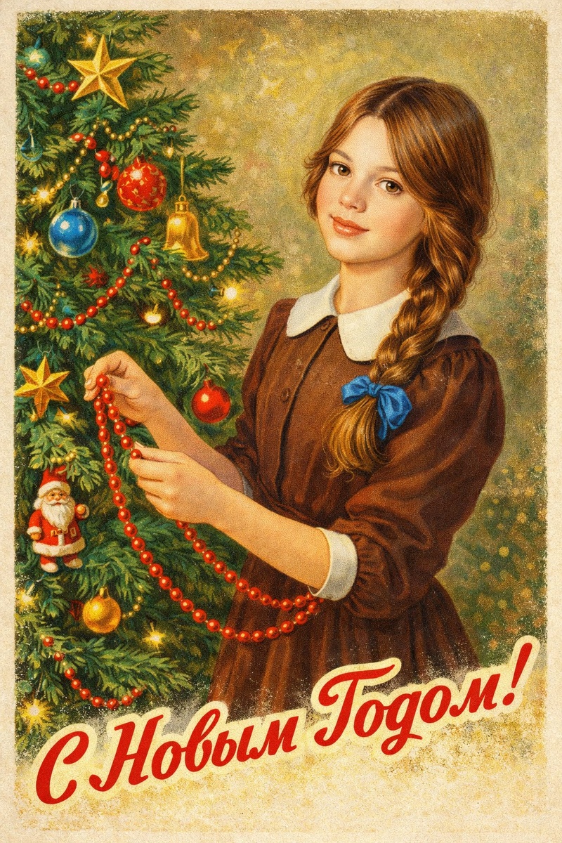 Это Арина. Образ получился реалистичный в форменном школьном платье 50-х годов