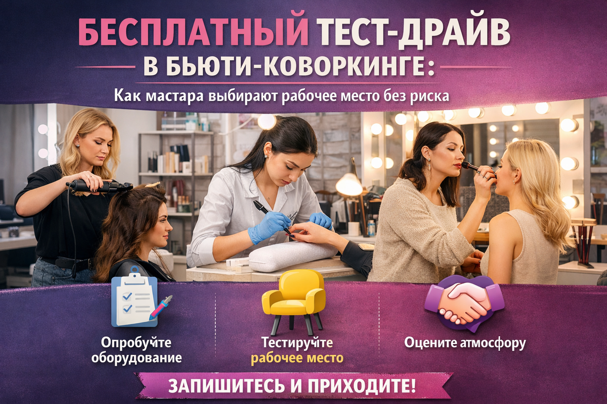 Бесплатный Тест-Драйв в Бьюти-Коворкинге