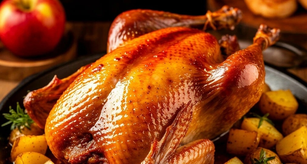 Утка в духовке, целиком с хрустящей корочкой, с яблоками и картошкой, пошаговый рецепт утки, в домашних условиях с фото.