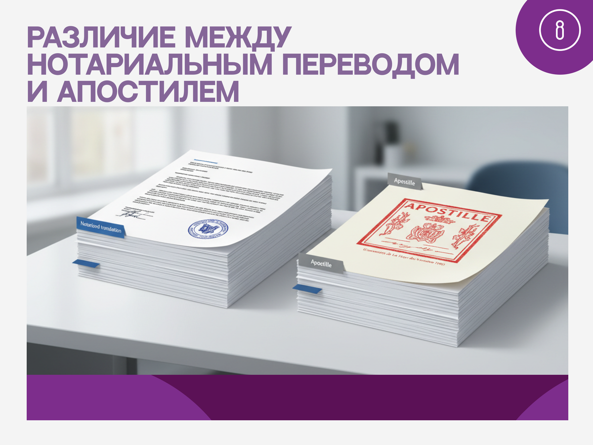 Нотариальный перевод и апостиль — это не одно и то же. Разбираем разницу, типичные ошибки и реальные примеры: когда нужен только перевод, когда только апостиль, а когда и то и другое. Полный гайд 2025 года.