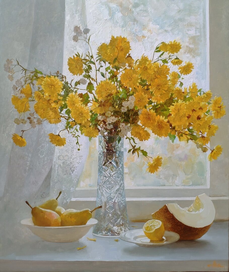 Радостное солнце и свет на картине художника