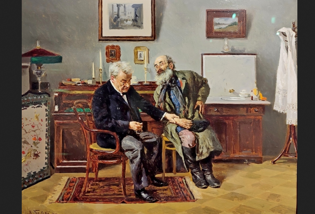 Владимир Маковский. "У доктора. (Симулянт)". 1900
