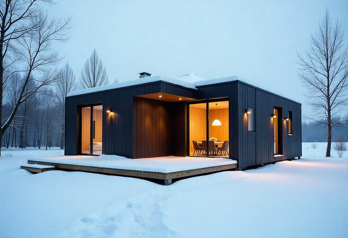 Модульный дом зимой