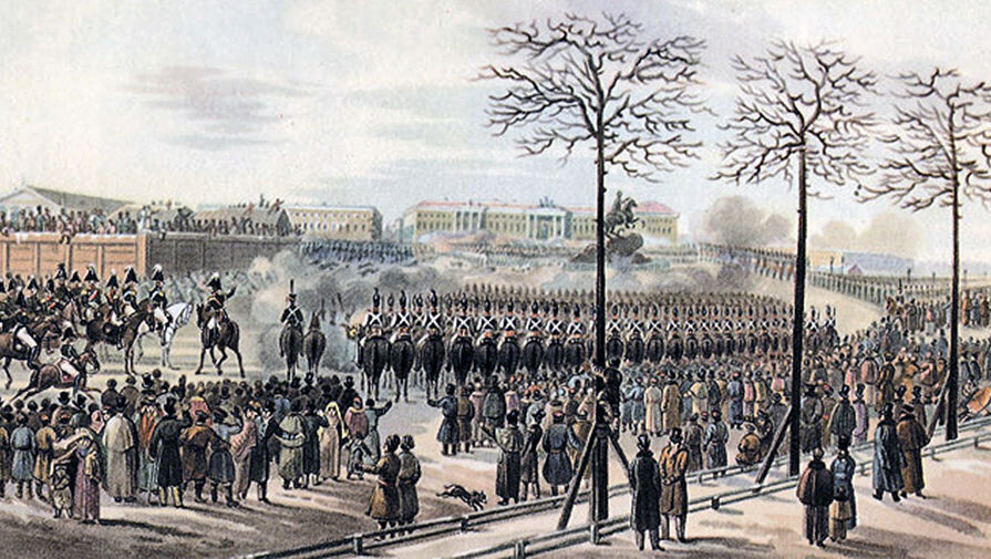 Санкт-Петербург. Сенатская площадь 14 декабря 1825 года. Рисунок Кольмана из кабинета графа Бенкендорфа в Фалле.
Wikimedia Commons