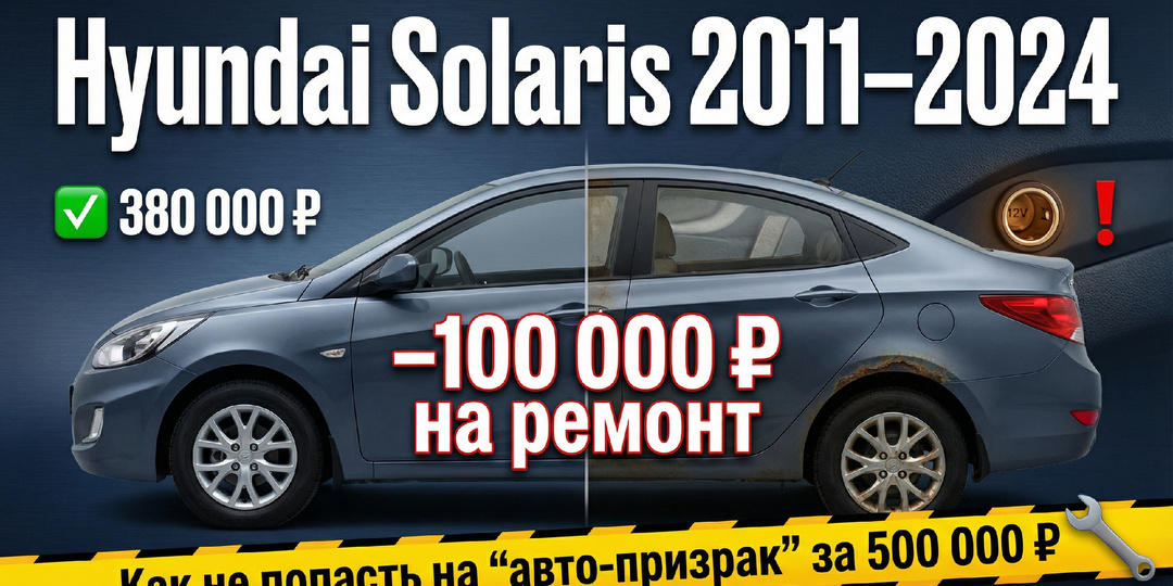 🔧 «Hyundai Solaris: как не попасть на “авто-призрак” за 500 000 ₽. Чек-лист из 8 пунктов для 1-го и 2-го поколения (2011–2024)»