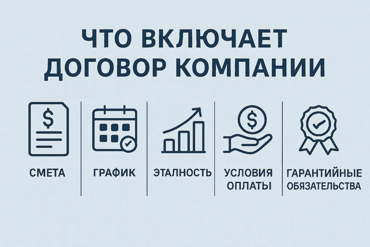 
Наш договор содержит подробную смету, график, этапность, условия оплаты и гарантийные обязательства. Клиент понимает, что входит в стоимость и какие работы выполняются. Это исключает разночтения и формирует понятный рабочий процесс, основанный на прозрачности и фиксированных параметрах. 