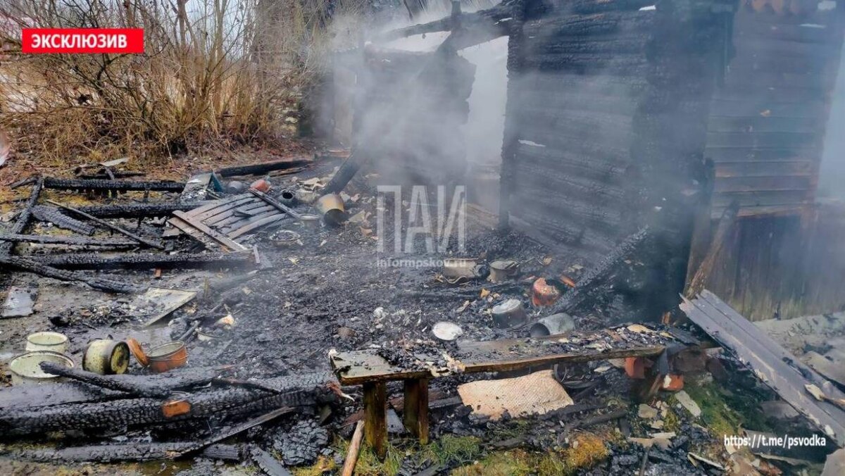 Фото с места пожара в Себежском районе, где обнаружили двух погибших
Фото: Telegram-канал «Псковская сводка. ПАИ»