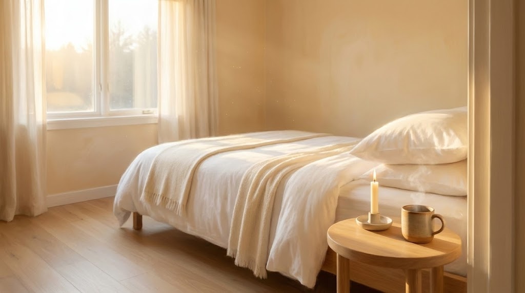 Заправленная постель. Тёплый свет. Чашка кофе в тишине. Иногда непобедимое лето — это всего лишь протёртый стол и работающий торшер.