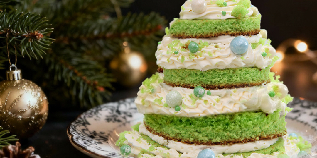 Торт «Новогодняя ёлка» из готовой смеси «Фисташковый бархат»