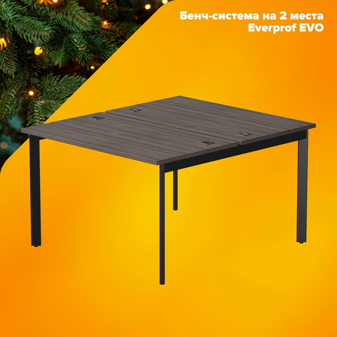 Бенч-система на 2 места Everprof EVO на металлокаркасе 1380х670(1370)x755 Дуб Пасадена