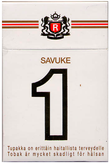 Финляндия, 2002 год. 20 штук с фильтром в коробке с откидывающейся крышкой, обернутой целлофаном. Смола 1 мг, никотин 0,1 мг. Цена (была) 22,59 mk (3,80 €). Производитель: Altadis Finland Oy. Владелец торговой марки: Altadis. В январе 2003 года заменено  на новую, с крупным предупреждением о вреде для здоровья.