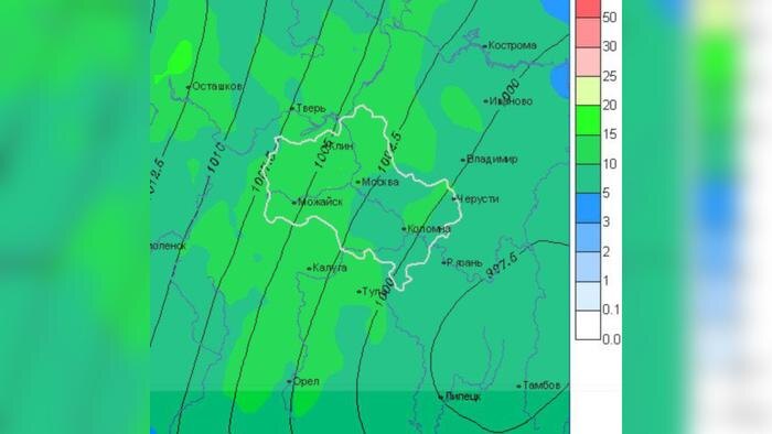 Непогода надвигается на Москву. Фото © Telegram / «Погода с Татьяной Поздняковой (Метеоновости)»