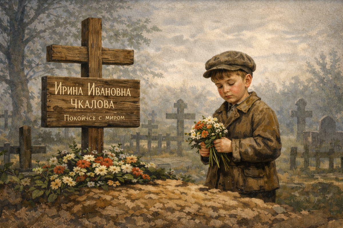 У могилы матери