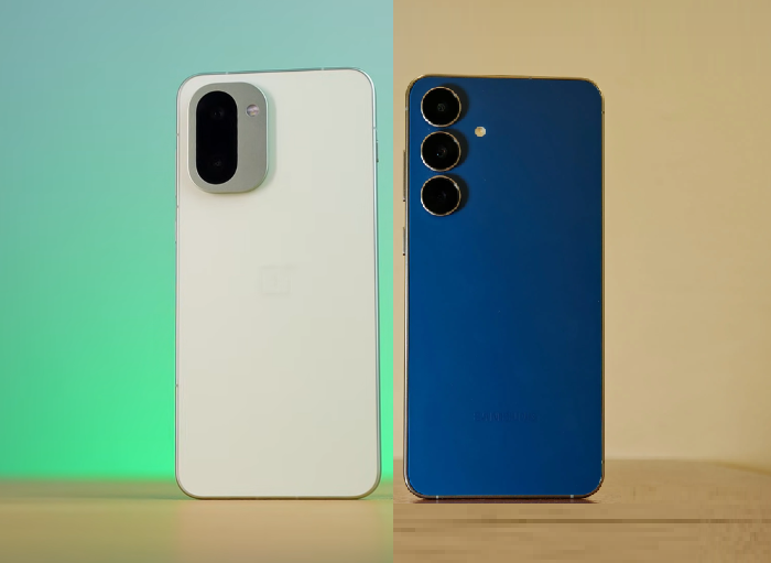 OnePlus 15R слева и Galaxy S25 FE справа