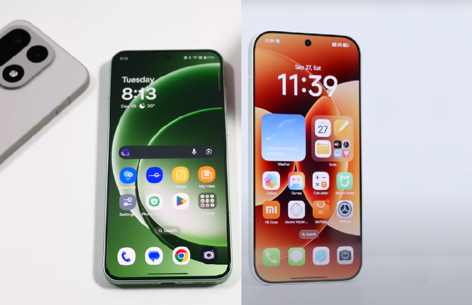 OnePlus 15R слева и Xiaomi 17 справа