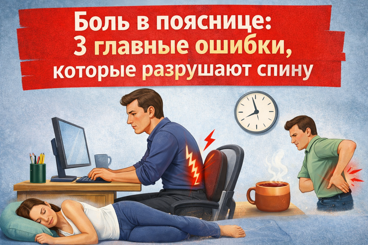 Боль в пояснице: 3 главные ошибки, которые разрушают спину