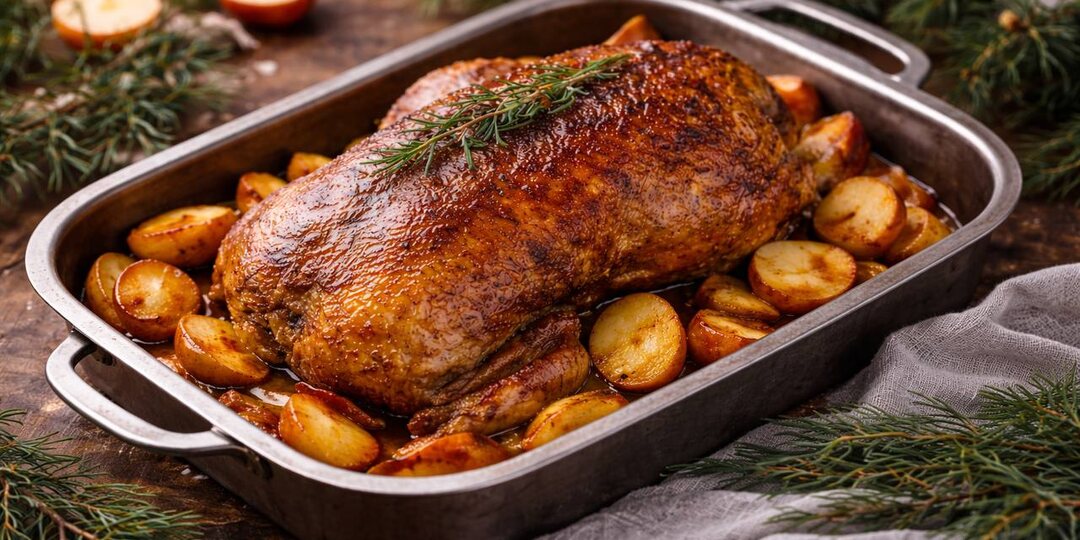 Домашняя утка с яблоками на Новый Год