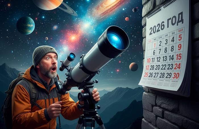 Астрономические события 2026 года: полный календарь затмений и парадов планет. Обложка © Gemini Nano Banana