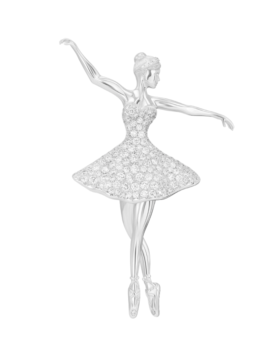 Брошь Mercury Classic из белого золота с бриллиантами