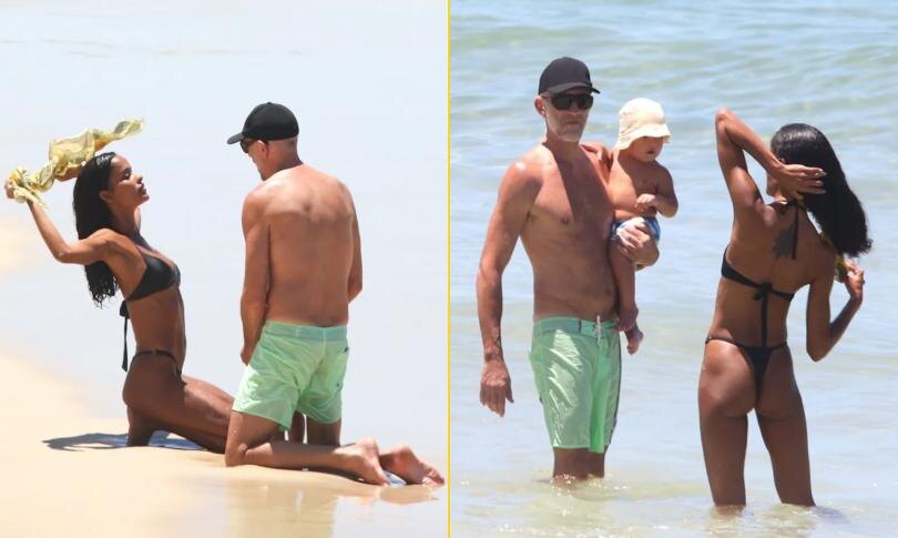    Источник: BACKGRID | Винсент Кассель отдыхает на пляже в Бразилии со своей возлюбленной, которая на 30 лет моложе его