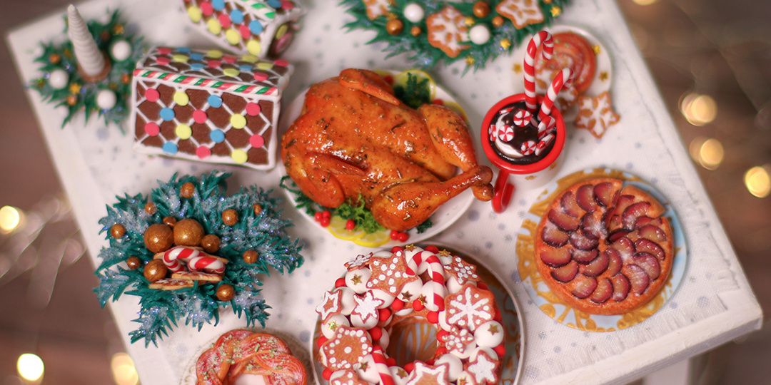 Волшебство новогоднего стола: миниатюрная еда из полимерной глины