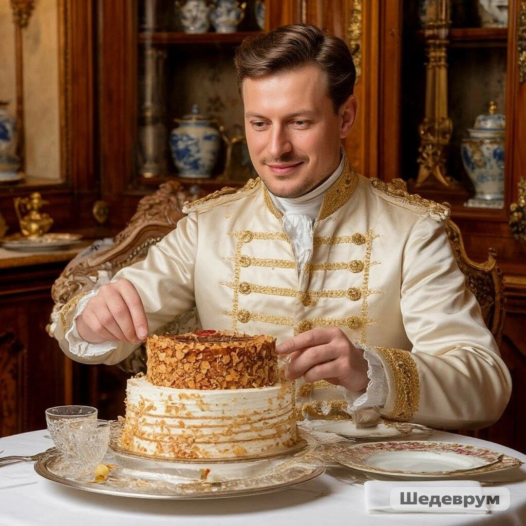 Князь Эстерхази придумывает рецепт торта, изображение сгенерировано ИИ