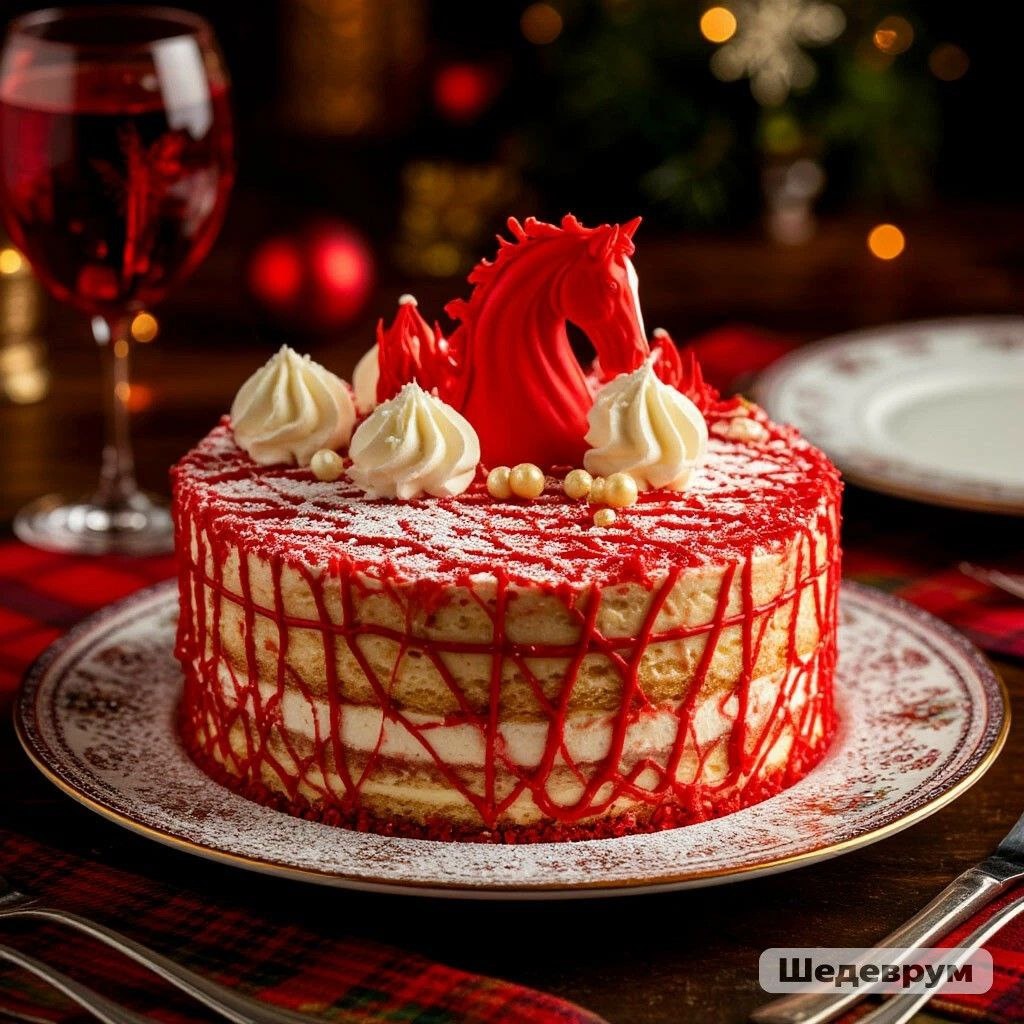 Новогодний исторический торт "Эстерхази", изображение сгенерировано ИИ