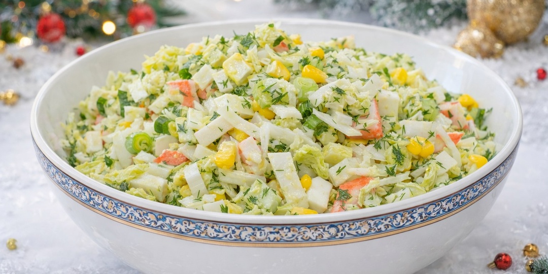 Крабовый салат с курицей : сытно, свежо и по-новому