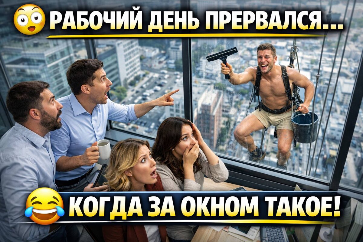 😂 Они работали спокойно… пока не посмотрели в окно 😳