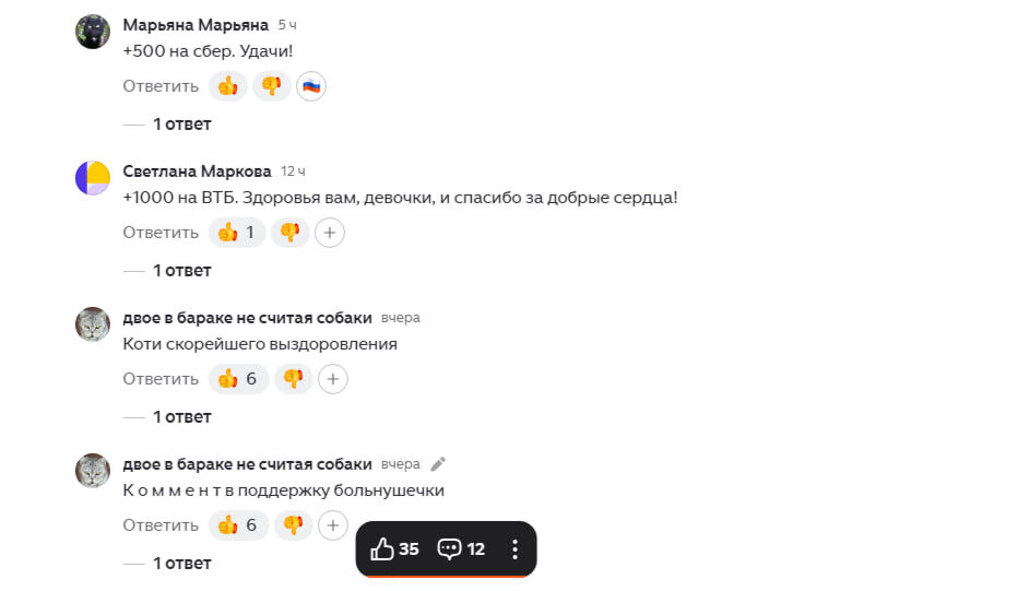 Переводы от неравнодушных людей. Спасибо каждому!!!