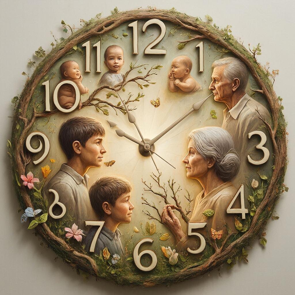 Ход времени. Смена поколений. Картинка ИИ