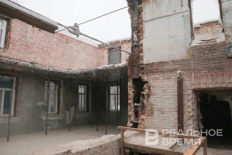    Дом Дротоевского во время реставрации. Ринат Назметдинов / realnoevremya.ru