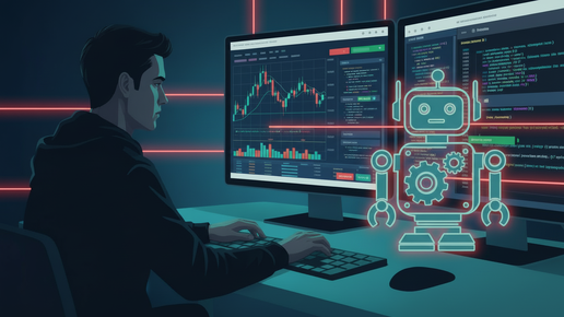 трейдер программирует торгового бота