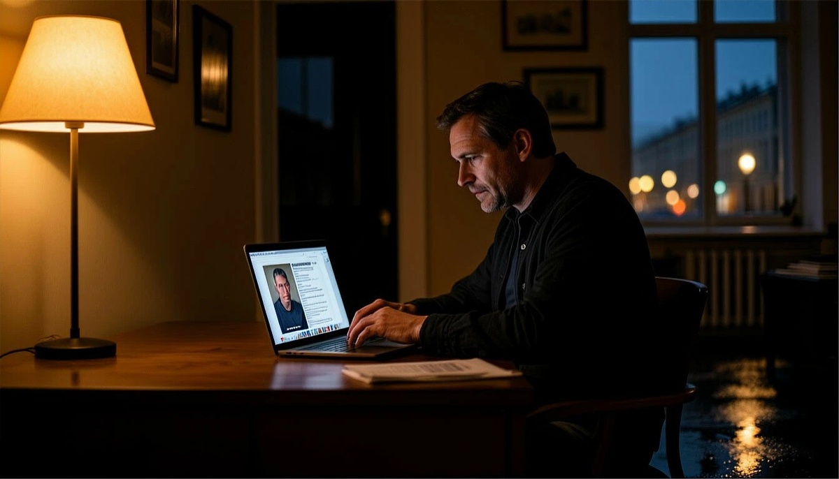 Чтение за ноутбуком вечером